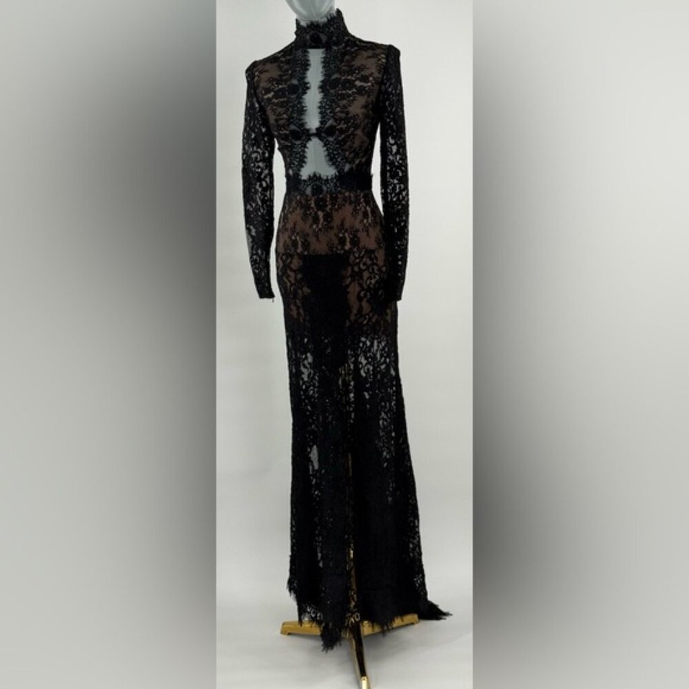 🆕 BRONX & BANCO 🧿 NWOT Eleanor Black Lace Cut Out Gown, Sz XS US 2 - Picture 13 of 16